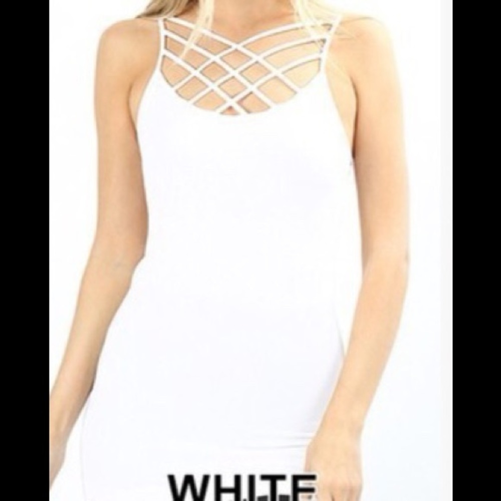 NWT Plus White Criss Cross Tank Top